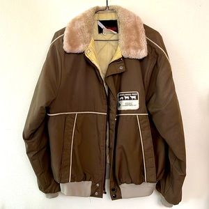 VINTAGE 70’s brown sherpa collar bomber jacket large